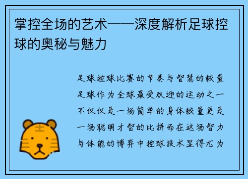 掌控全场的艺术——深度解析足球控球的奥秘与魅力